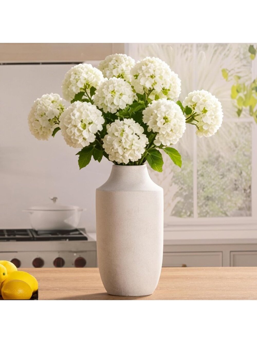 12.5 inch Off-White Terracotta Ceramic Flower Vase Farmhouse Living Room Decor
